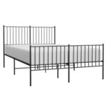 vidaXL Cadre de lit métal sans matelas avec pied de lit noir 140x190cm