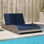 vidaXL Chaise longue avec coussins Gris 114 x 205 x 73 cm Résine tressée