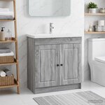 vidaXL Armoire sous évier de salle de bain Sonoma gris