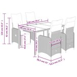 vidaXL Ensemble de bistro de jardin 5 Pièces coussins marron poly rotin
