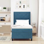 vidaXL Lit à ressorts avec matelas avec LED Bleu 90 x 190 cm Velours