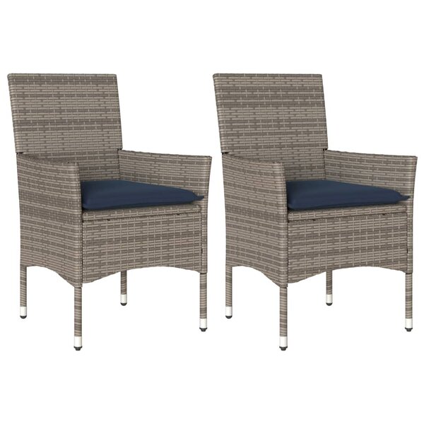 vidaXL Chaises de jardin avec coussins lot de 2 gris résine tressée