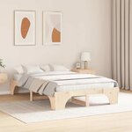 vidaXL Cadre de lit Pin massif 135 x 190 cm Bois massif en pin