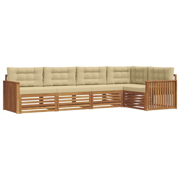 vidaXL Ensemble de canapés d'extérieur 5 Pièces Naturel et Beige