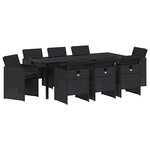 vidaXL Ensemble de salle à manger pour jardin 9 pc Noir polyrotin
