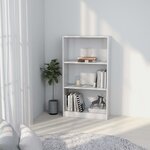 vidaXL Bibliothèque 3 niveaux Blanc 60x24x109 cm Bois d'ingénierie