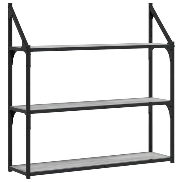 vidaXL Étagère murale 3 niveaux sonoma gris 80x21x78 5 cm