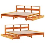 vidaXL Lit bibliothèque sans matelas cire marron 180x200 cm pin massif