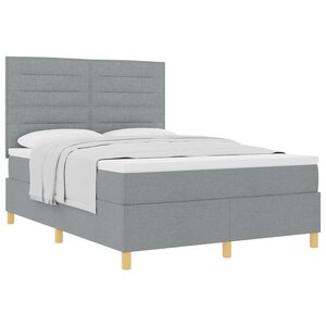 vidaXL Lit à ressorts avec matelas Gris clair 160 x 200 cm tissu