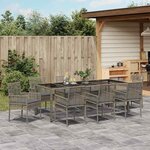 vidaXL Ensemble de salle à manger pour jardin 9 Pièces Gris Poly rotin