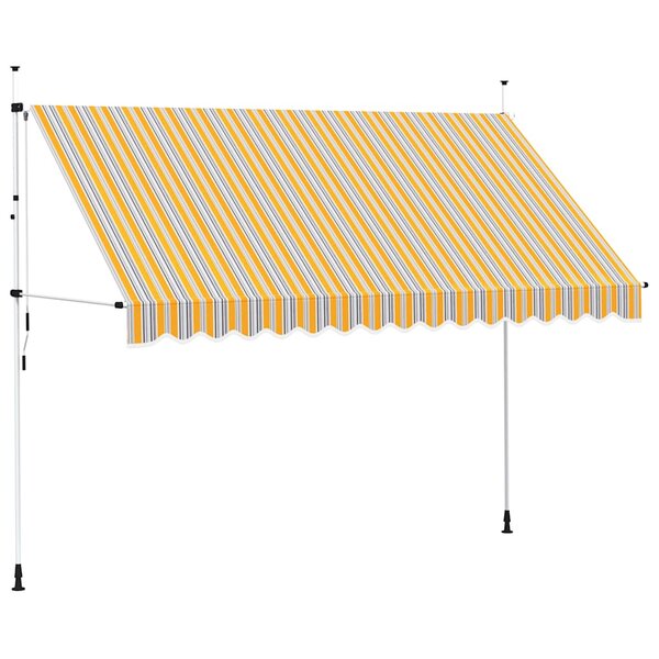vidaXL Auvent rétractable manuel 350 cm Rayures jaunes et bleues