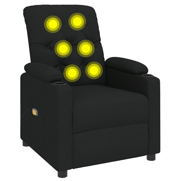 vidaXL Fauteuil de massage Noir Tissu