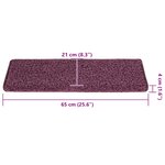 vidaXL Tapis d'escalier 30 pièces 65 x 21 x 4 cm Violet foncé Bord rectangulaire