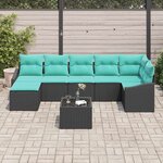 vidaXL Ensemble de Canapés avec coussin 8 Pièces Noir polyrotin