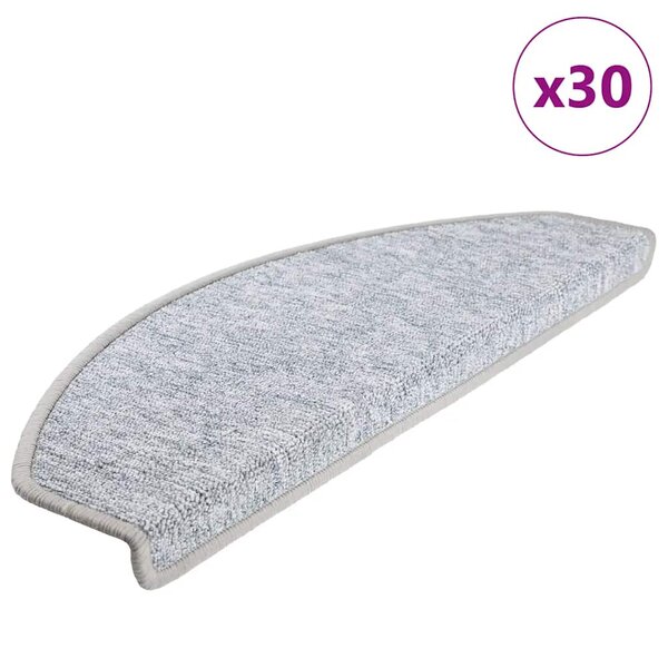 vidaXL Tapis d'escalier 30 pièces 65 x 24 x 4 cm Gris clair Demi-rond Grand