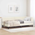 vidaXL Cadre de lit d'angle avec matelas Autre 2 Pièces Crème Velours