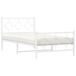 vidaXL Cadre de lit métal avec tête de lit/pied de lit blanc 100x190cm