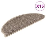 vidaXL Tapis d'escalier autocollants 15 Pièces 65x21x4 cm Beige foncé