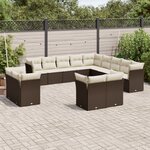vidaXL Salon de jardin avec coussins 13 Pièces marron résine tressée