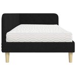 vidaXL Cadre de lit d'angle avec matelas Noir 90 x 200 cm tissu