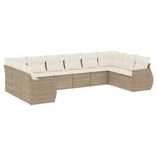 vidaXL Salon de jardin avec coussins 10 Pièces beige résine tressée