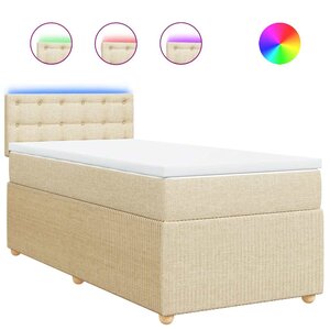 vidaXL Sommier à lattes de lit avec matelas Crème 100x200 cm Tissu