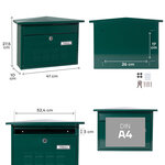 Boîte aux Lettres en Acier  Deco E5703  Fond Étroit  Anti-pluie  Vert