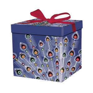 Boîte cadeau avec nœud - paon