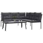 vidaXL Ensemble de canapés de jardin et coussins noir acier textilène