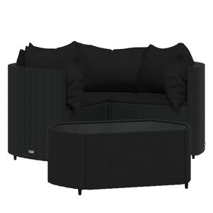 Salon de jardin meuble d'extérieur ensemble de mobilier 4 pièces avec coussins noir résine tressée 02_0016163