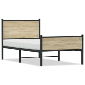 vidaXL Cadre de lit en métal sans matelas chêne sonoma 107x203 cm