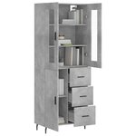 vidaXL Buffet haut Gris béton 69 5x34x180 cm Bois d'ingénierie