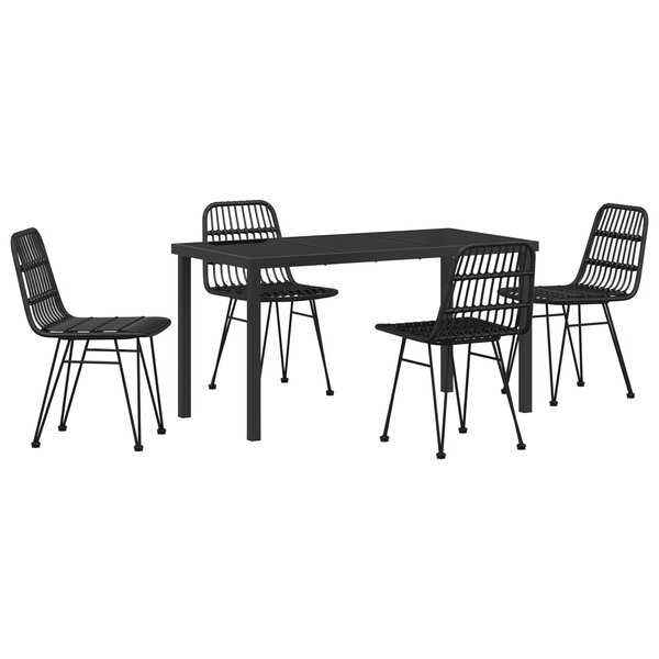 vidaXL Ensemble de salle à manger de jardin de 5 pièces en rotin noir