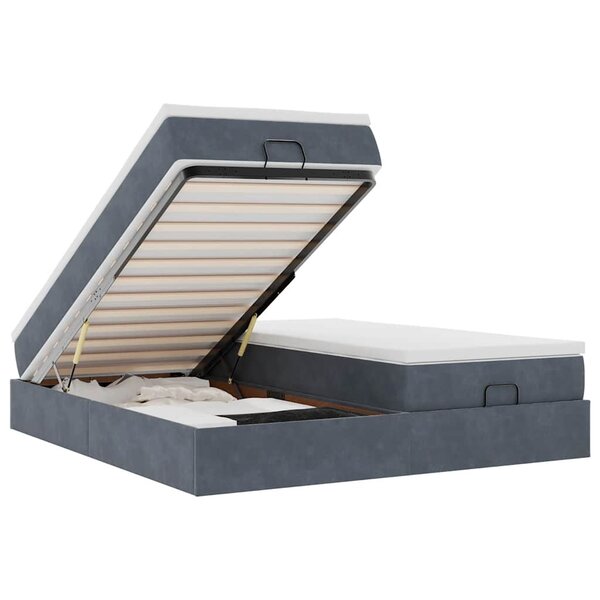 VidaXL Cadre de lit ottoman avec matelas gris foncé 180x200cm velours