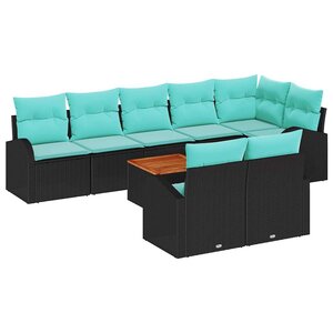 vidaXL Ensemble de canapé de jardin 9 Pièces Noir et turquoise