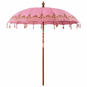 vidaXL Parasol Autre Rose x 260 cm Coton et bois massif