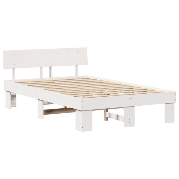 vidaXL Cadre de lit Blanc 135 x 190 cm Bois massif en pin