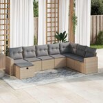 vidaXL Salon de jardin avec coussins 8 Pièces beige résine tressée