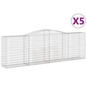 vidaXL Paniers à gabions arqués 5 Pièces 400x50x120/140 cm Fer galvanisé
