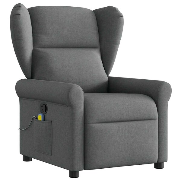 vidaXL Fauteuil inclinable de massage en tissu gris foncé