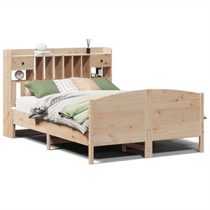 vidaXL Lit bibliothèque sans matelas 140x190 cm bois de pin massif