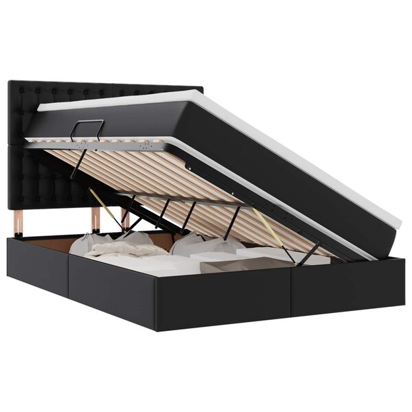 vidaXL Lit de Rangement Noir 140 x 190 cm Cuir synthétique