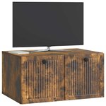 vidaXL Meuble TV mural Chêne fumé 59 5 x 41 x 30 cm Bois d'ingénierie