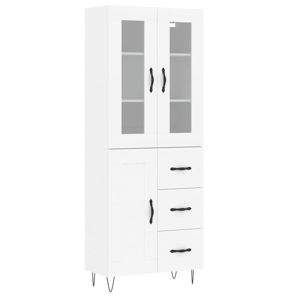 vidaXL Buffet haut Blanc 69 5x34x180 cm Bois d'ingénierie