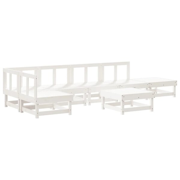 vidaXL Salon de jardin 7 Pièces Blanc Bois de pin massif
