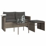 vidaXL Salon de jardin avec coussins 3 Pièces gris résine tressée