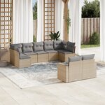vidaXL Salon de jardin avec coussins 9 Pièces beige résine tressée