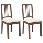 vidaXL Chaises à manger coussins 2 Pièces marron bois massif caoutchouc