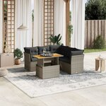 vidaXL Salon de jardin 5 Pièces avec coussins gris résine tressée