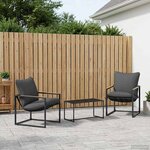 vidaXL Ensemble de canapé de jardin 3 Pièces Noir et anthracite Acier